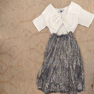NWT Delfi collective Dress - Sparkly Party Dress - White And Silver - size XS